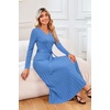 image:imageArachampCloz Womens Wool Blend Tie Waist Pleated Fall Winter Sweater DressLake Blue