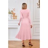 image:imageArachampCloz Womens Wool Blend Tie Waist Pleated Fall Winter Sweater DressPink