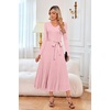 image:imageArachampCloz Womens Wool Blend Tie Waist Pleated Fall Winter Sweater DressPink