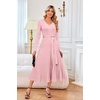 image:imageArachampCloz Womens Wool Blend Tie Waist Pleated Fall Winter Sweater DressPink