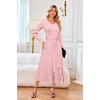 image:imageArachampCloz Womens Wool Blend Tie Waist Pleated Fall Winter Sweater DressPink