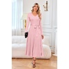 image:imageArachampCloz Womens Wool Blend Tie Waist Pleated Fall Winter Sweater DressPink