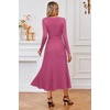 image:imageArachampCloz Womens Wool Blend Tie Waist Pleated Fall Winter Sweater DressRose Pink