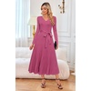 image:imageArachampCloz Womens Wool Blend Tie Waist Pleated Fall Winter Sweater DressRose Pink
