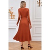 image:imageArachampCloz Womens Wool Blend Tie Waist Pleated Fall Winter Sweater DressRust