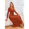 image:imageArachampCloz Womens Wool Blend Tie Waist Pleated Fall Winter Sweater DressRust