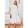 image:imageArachampCloz Womens Wool Blend Tie Waist Pleated Fall Winter Sweater DressWhite