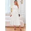 image:imageArachampCloz Womens Wool Blend Tie Waist Pleated Fall Winter Sweater DressWhite