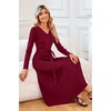 image:imageArachampCloz Womens Wool Blend Tie Waist Pleated Fall Winter Sweater DressWine Red