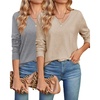 image:imageArachampCloz 2 Pack Womens Sweater 2026 Lightweight Soft V Neck Long Sleeve Fall Tops Fashion Clothes Casual Shirts PulloverApricotgrey
