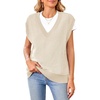 image:imageArachampCloz Sweaters Vest Women Fall Fleece Sleeveless V Neck Loose Ribbed Knit Pullover Sweater Vest Tops for WomenBeige