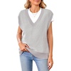 image:imageArachampCloz Sweaters Vest Women Fall Fleece Sleeveless V Neck Loose Ribbed Knit Pullover Sweater Vest Tops for WomenGray