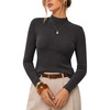 image:imageArachampCloz Womens 100 Merino Wool Long Sleeve Mock Neck Sweater Work FallDark Gray