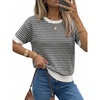 image:imageArachampCloz Womens Classic Striped Summer Crewneck Sweater Work Tops 2026Black