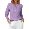 image:imageArachampCloz Womens Comfy Cotton Blend Cable Knit Casual Sweaters 2025Light Purple