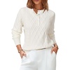 image:imageArachampCloz Womens Comfy Cotton Blend Cable Knit Casual Sweaters 2025White
