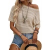 image:imageArachampCloz Womens Linen Blend Crochet Tops Summer Casual Outfits SweaterKhaki