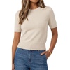 image:imageArachampCloz Womens Short Sleeve Sweater Cropped Crew Neck Summer TopsApricot