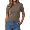image:imageArachampCloz Womens Short Sleeve Sweater Cropped Crew Neck Summer TopsCoffee