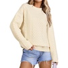 image:imageArachampCloz Womens Wool Blend Cable Knit Spring Winter Chunky Oversized Sweaters 2026Beige Cream