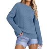 image:imageArachampCloz Womens Wool Blend Cable Knit Spring Winter Chunky Oversized Sweaters 2026Blue