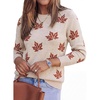 image:imageArachampCloz Womens Wool Blend Classic Crew Neck Casual Fall SweatersMaple Leaf Beige