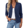 image:imageArachampCloz Womens Wool Blend Collared Neck Business Casual Cardigan 2026Navy Blue