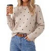 image:imageArachampCloz Womens Wool Blend Crew Neck Color Block Pullover SweaterPolka Dot Beige