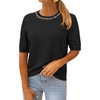 image:imageArachampCloz Womens Wool Blend Elegant Crew Neck Sweaters for Fall 2025Black