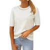 image:imageArachampCloz Womens Wool Blend Elegant Crew Neck Sweaters for Fall 2025Offwhite