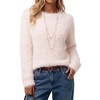 image:imageArachampCloz Womens Wool Blend Faux Fur Crew Neck Fall Dressy Pullover TopsLight Pink