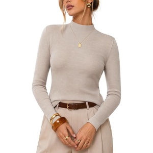 image:imageArachampCloz Womens 100 Merino Wool Long Sleeve Mock Neck Sweater Work FallOatmeal