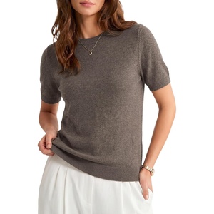 image:imageArachampCloz Womens Cashmere Wool Short Sleeve Sweater Business Casual TopsCoffee