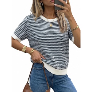 image:imageArachampCloz Womens Classic Striped Summer Crewneck Sweater Work Tops 2026Navy