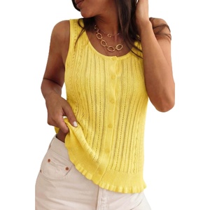 image:imageArachampCloz Womens Cotton Sleeveless Sweater Vest Beach Vacation OutfitsYellow