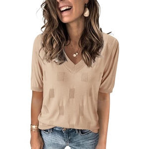 image:imageArachampCloz Womens Lightweight Summer Short Sleeve Sweater Top Shirt BlouseAzapricot 02