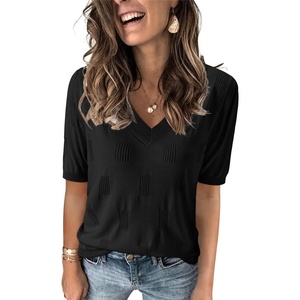 image:imageArachampCloz Womens Lightweight Summer Short Sleeve Sweater Top Shirt BlouseAzblack