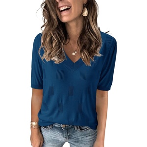 image:imageArachampCloz Womens Lightweight Summer Short Sleeve Sweater Top Shirt BlouseAzdark Blue