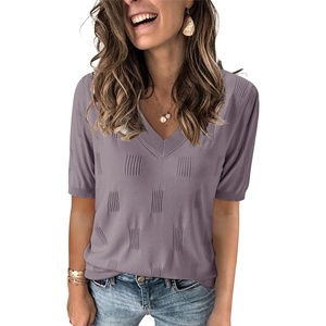 image:imageArachampCloz Womens Lightweight Summer Short Sleeve Sweater Top Shirt BlouseAzgrey Purple