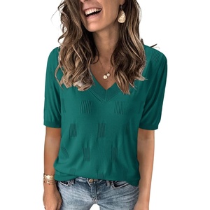image:imageArachampCloz Womens Lightweight Summer Short Sleeve Sweater Top Shirt BlouseGreen 03