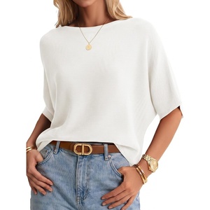 image:imageArachampCloz Womens Oversized Batwing Sleeve Business Casual Sweater TopsBeige