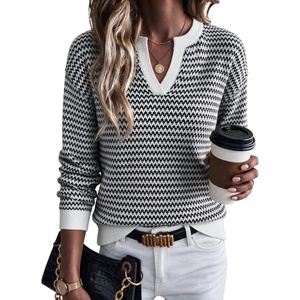 image:imageArachampCloz Womens Polo Striped Long Sleeve Casual Sweaters Breathable TopsBlack