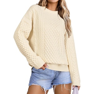 image:imageArachampCloz Womens Wool Blend Cable Knit Spring Winter Chunky Oversized Sweaters 2026Beige Cream