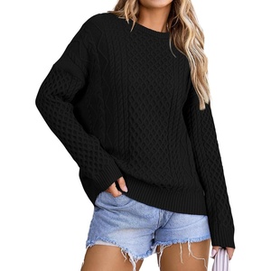 image:imageArachampCloz Womens Wool Blend Cable Knit Spring Winter Chunky Oversized Sweaters 2026Black