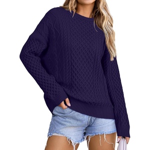 image:imageArachampCloz Womens Wool Blend Cable Knit Spring Winter Chunky Oversized Sweaters 2026Navy