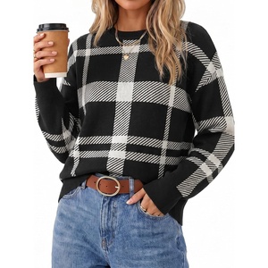 image:imageArachampCloz Womens Wool Blend Crew Neck Color Block Pullover SweaterBlack