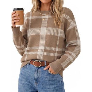 image:imageArachampCloz Womens Wool Blend Crew Neck Color Block Pullover SweaterTan
