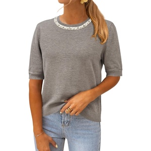 image:imageArachampCloz Womens Wool Blend Elegant Crew Neck Sweaters for Fall 2025Gray Mocha