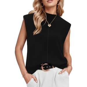 image:imageArachampCloz Womens Wool Blend Mock Neck Fall Sweater Vest Work Tops 2026Black