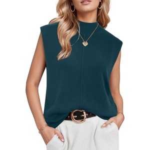 image:imageArachampCloz Womens Wool Blend Mock Neck Fall Sweater Vest Work Tops 2026Green